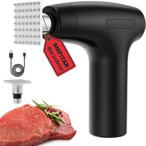 Electric Meat Tenderizer Tool - Meat Mallet 5 Adjustable Speeds, Auto Pressure Sensing, Stainless Steel Detachable Head, 1200mAh Battery for Beef Steak Chicken Pork Kitchen Use (Black)