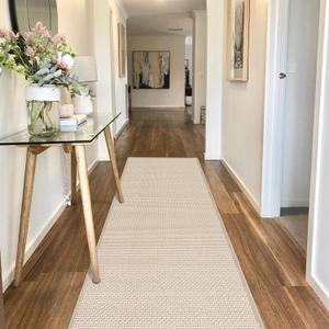 GOYLSER 10 ft Washable Runner Rug Jute Carpet Runner for Hallway, Non Slip Bath Rug Runner Mat, Beige Indoor Runner Rugs for Entryway (2'4" x 10' (Rectangular)