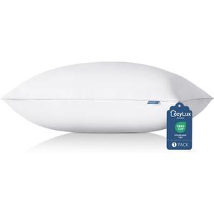 CozyLux Soft Supportive Bed Pillows for Side and Back Sleepers, Oeko-Tex Certified Down Alternative Filling, Hotel Quality Fluffy Sleeping Pillow, White, King - 19" x 34", 1 Pack