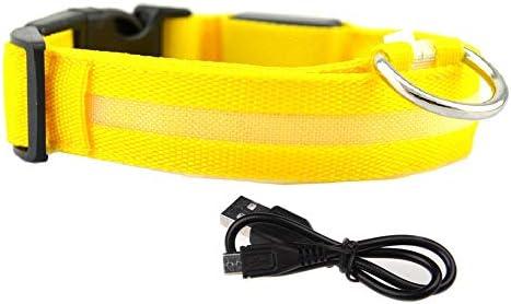 N/ hionre Pet Neck Collars, USB Rechargeable Flashing LED Light Safety Anti-Lost Collar Necklace for Pet Dog Puppy Yellow S