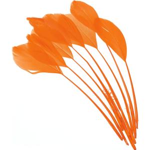 PATIKIL 6-8 Inch Goose Feathers, 100 Pack Bulk Natural Feathers for Crafts Carnival Handwork Clothing Costumes Wedding Party Style 4, Orange