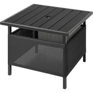 LZRS Adirondack Square Outdoor Side Table with Umbrella Hole, Pool Composite Patio Table, HDPE End Tables for Backyard, Pool, Indoor Companion, Easy Maintenance & Weather Resistant (Black)
