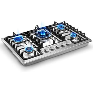 Gas Cooktop 30 inch 5 Italy SABAF Burners with Wok Ring, NG/LPG Convertible
