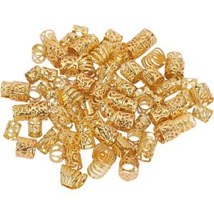 3 Bags Dreadlocks Hair Rings Hollow Out Exquisite Patterns Hair Braiding Beads Golden