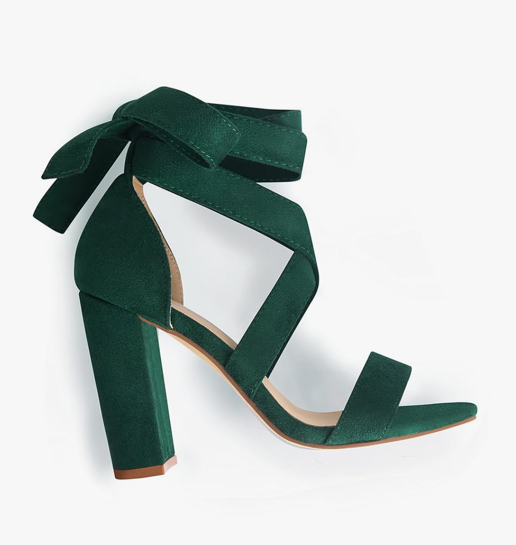Strappy Heels for Women Chunky Heels High Heeled Sandals with Lace Up Fahsion Casual Nude Block Heel Sandals, Size: 9