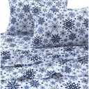 Snowflakes Printed Flannel 170-GSM Solid DP Sheet Set QUEEN