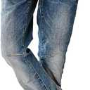 Flamingals Women's Stretchy Straight Leg Casual Mid Rise Jeans Wash Button Fly Stitch Detail 90s Trendy Denim Jeans