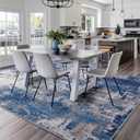 RELEANY Washable Area Rugs 8'x10' Non-Slip Modern Abstract Soft for Living Room Entryway Bedroom Nursery, Print Pattern, Blue Grey Navy Gray