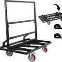 Folding Drywall Dolly w/ 5" Swivel Casters, 44.5" x 22" x 40" Plywood Cart w/ 2000 LBS Load Capacity, Portable Panel Truck Cart for Handling Plywood, Plasterboard, Glass