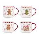 Bico Traditional Gingerbread Man Ceramic Mug Set of 4, Christmas Coffee Mugs, 19oz Holiday Cups for Tea, Cocoa, or Hot Drinks, Microwave & Dishwasher Safe
