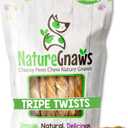 Nature Gnaws Tripe Twists for Dogs 4-5" (10 Count) - Crunchy Grain Free Reward Snack for Small, Medium & Large Breeds - Natural Beef Dog Chew Treats - Rawhide Free, No BB Date
