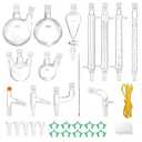 Lab Distillation Kit, 32PCS Laboratory Glassware Kit with 24, 40 Joint,1000ml Essential Oil Distillation Apparatus Kit for Distillations Separation Purification Synthe