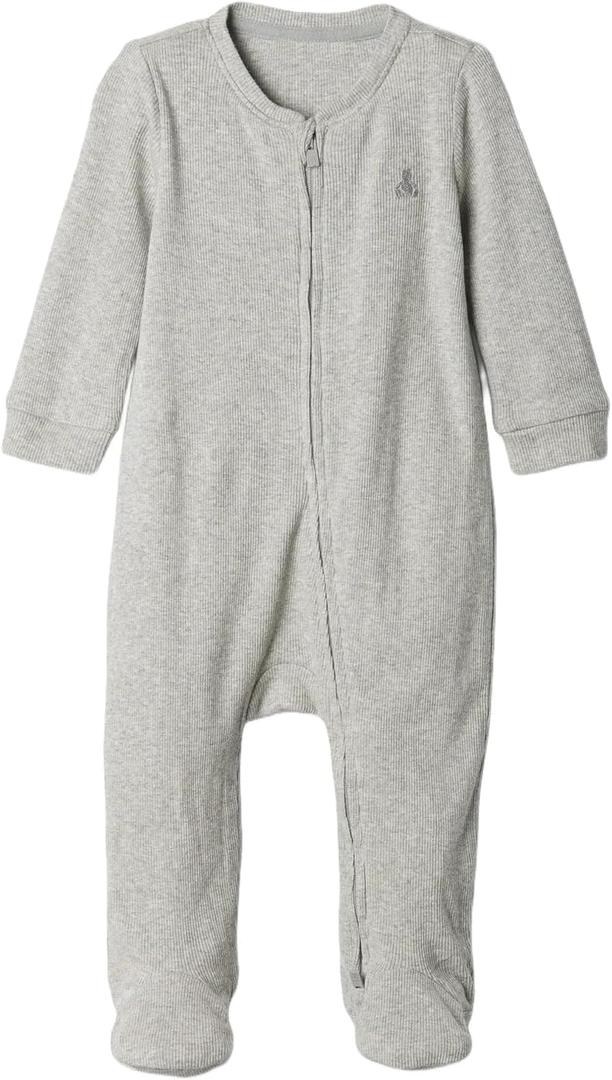 GAP Baby Girls' Two Way Zip Footed One-piece Outfit (3-6 Months, Grey)