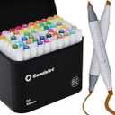 GenuisArt 60 Markers, With Bleeding-Proof Drawing Mat, Dual Tips Art Markers for Coloring, Sketching, Card Making and DIY Painting-Perfect for Painting Enthusiast -Refillable