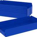 Akro-Mils 30174 Plastic Shelf Bins, Heavy Duty Storage Bins for Garage, Closet, and Drawer Organization, 24-Inch x 11-Inch x 4-Inch, Blue, 6-Pack