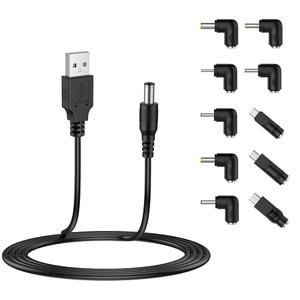 2 x LIANSUM USB to DC 5V Power Cord, Universal DC 5.5x2.1mm Plug Jack Charging Cable with 10 Connector Tips(5.5x2.5, 4.8x1.7, 4.0x1.7, 4.0x1.35, 3.5x1.35, 3.0x1.1, 2.5x0.7, Micro USB, Type-C, Mini USB)5FT