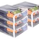 15-Pack Clear Vinyl Zippered Storage Bags 15 x 18 x 4 Inch