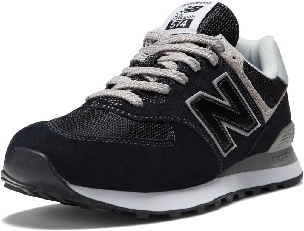 New Balance Men's 574 Core Sneaker, Black/White, 15 Wide