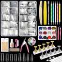 Kalolary Clear Coffin & Square Nail Tips Kit, 1000pcs Full Cover, DIY Nail Art Practice Set with Tools & Accessories
