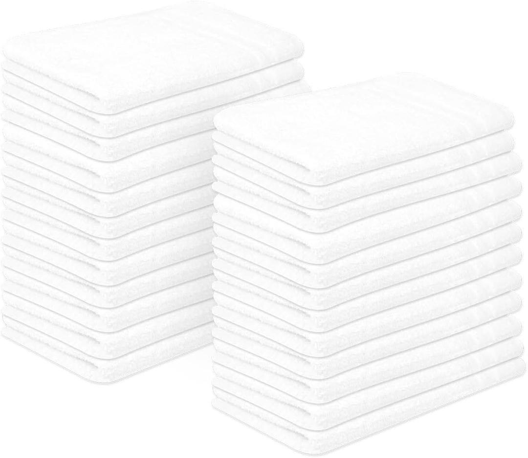 Premium 100% Cotton Hand Towels  Pack of 24, 16x27 Inch  Quick-Dry, Highly Absorbent Salon Towels for Hair Care, Gym, Spa & Bathroom  White