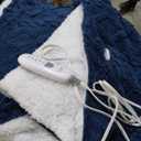 Heating Blanket Twin Size Extra-Thick and Warm Electric Blanket with 10 Hour Auto Off & 5 Heating Levels, 3D Pattern Design and Overheating Protection, Navy Blue