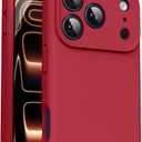 Supdeal Liquid Silicone Case for iPhone 17 Pro - [Camera All-Round Protection] [Soft Microfiber Lining Anti-Scratch] 4 Layer Full Covered Shockproof Gel Rubber Phone Case Cover, 6.3", Red