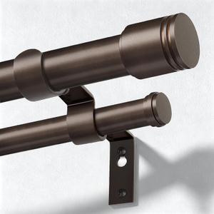 Double Curtain Rods for Windows 72 to 144 Inch, Bronze | 1 Inch Diameter Drapery Rods, Extra Long Adjustable Pole for Windows 93-140 Inch, 33lbs Weight Capacity, Simple End Finials