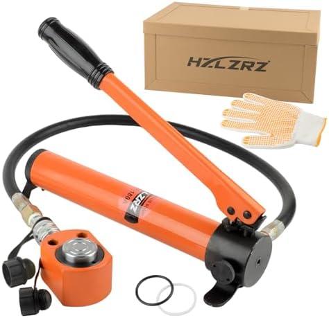 HZLZRZ 10 Ton Hydraulic Cylinder Jack with CP-180 Manual Hand Pump and Porta Power Kit - Industrial Mini Hydraulic Pump Cylinder for Machinery and Shipbuilding (RMC/101)