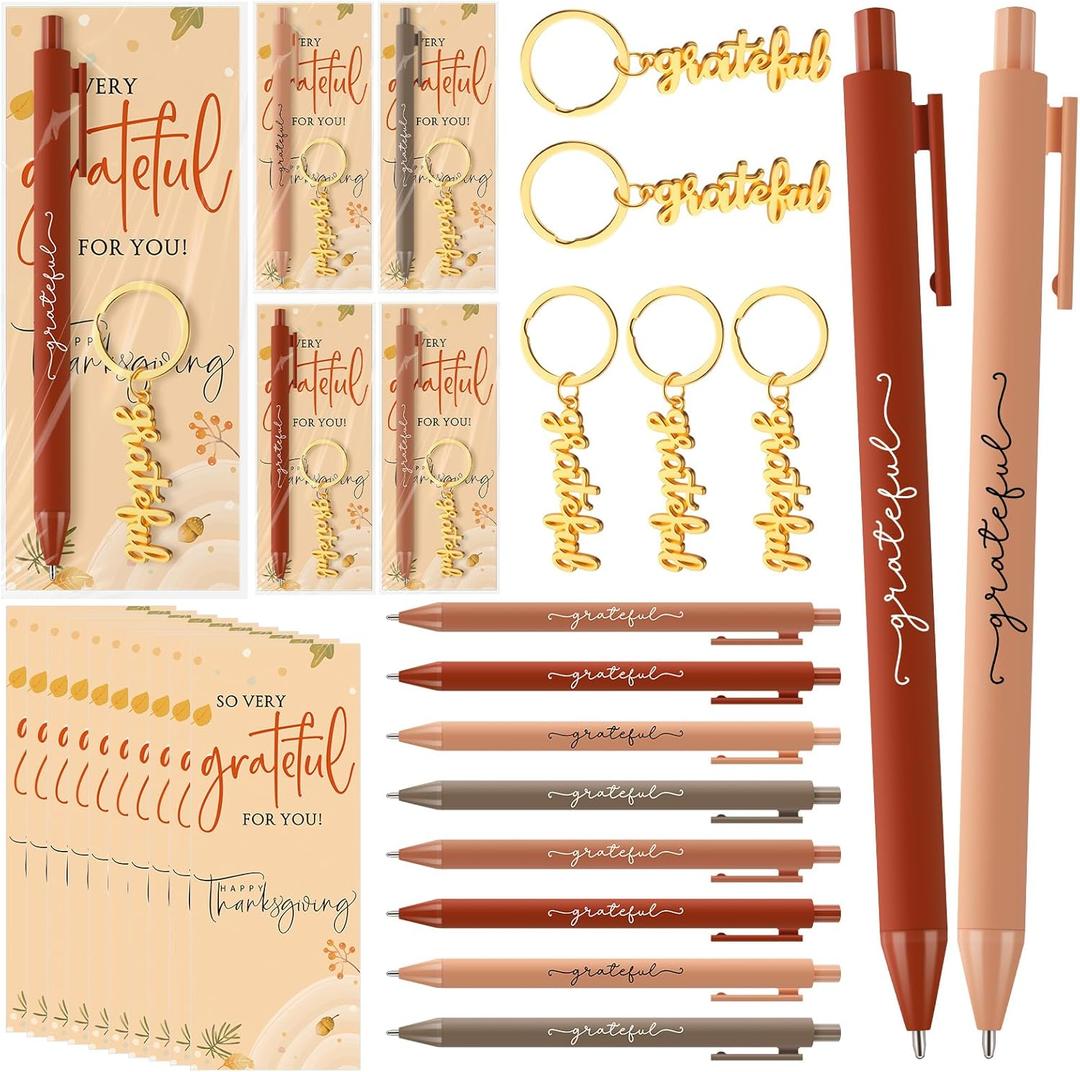 Fall Thanksgiving Gifts Bulk Include Thankful Pens Keychains Thank You Cards for Thanksgiving Party Favors
