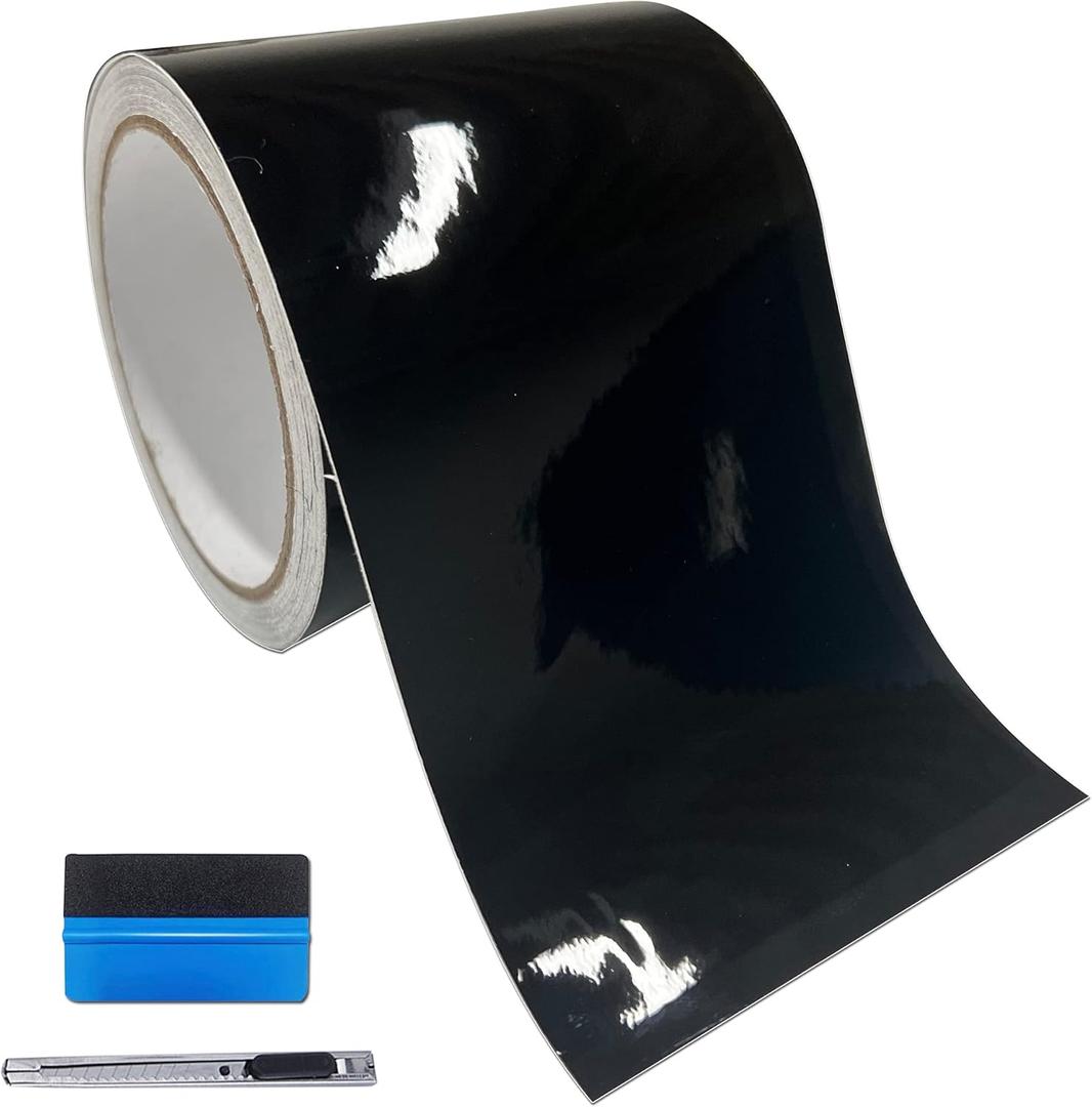 LZLRUN Free Tool Kit High Gloss Vinyl Wrap Kit for Black Out Chrome Delete Window Trim Door Trim (3Inches x 30Feet)