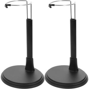 IMIKEYA Bear Doll Storage Shelves (2pcs), Plastic Toy Figures Stand for 16 Inch Dolls, Puppet, Woody, OMG Dolls, Stuffed Toys, Black (20x10cm)