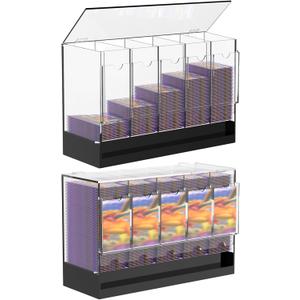 10-Slot Acrylic Booster Pack Dispenser, Card Organizer with Black Base, Fits 360+ Booster Packs, 4mm Thick Display Holders for Sports, Trading Collector Cards (2 x 5-Slot)