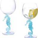 Supreme Housewares Seahorse Stem Glasses, Blue Seahorse-Shaped Reusable Shatterproof Acrylic Glass for Red or White, Poolside, Outdoors, Parties, 18 oz, Set of 2