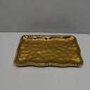 Gold Titanium Plated Porcelain Platter with Rope Edge - Luxurious Serveware for Any Occasion, 14.25"