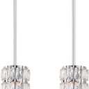 Chrome Pendant Light 2 Pack, Modern Mini Crystal Chandelier, Adjustable Rods, Hanging Ceiling Light Fixtures for Kitchen Island Dining Room Bedroom Hallway Bar Entryway