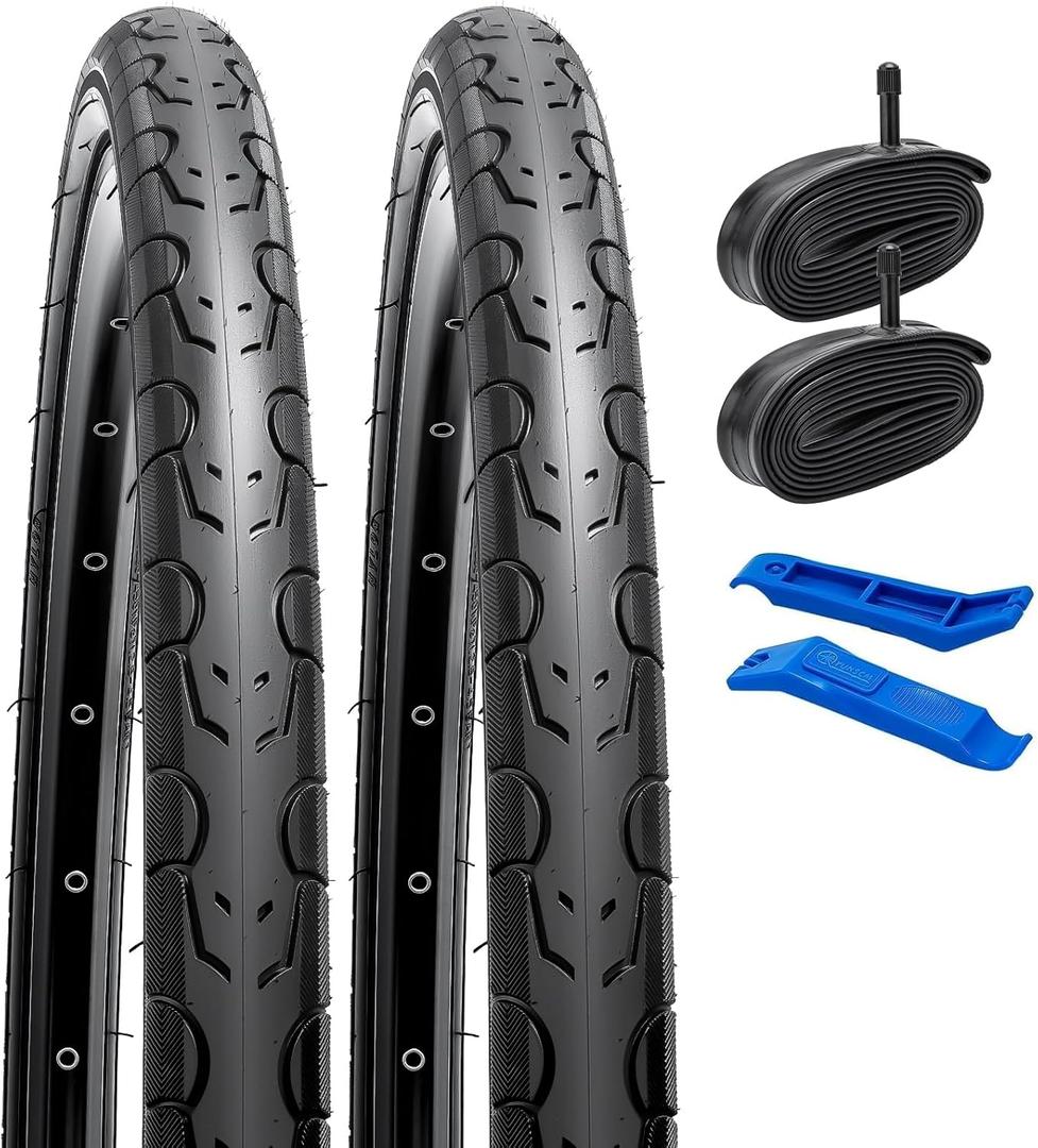 YUNSCM 2-PCS 26" Road Bike Tires 26x1.50/40-559 and 26" Heavy Duty Bike Tubes Schrader Valve Compatible with 26 x 1.50 26X1.5 Bike Bicycle Tires and Tubes (Y-529)