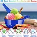 36 Pack Baseball Helmet Ice Cream Dessert Bowls 18pc Spoons and 18pc 8oz Mini Dessert Cups Sundae Bowl Parfait Cups Appetizer Cup, Reusable Serving Baseball Cup Bowls for Birthday Party