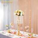 10 Pcs 19.3 inches Tall Crystal Flower Stand Wedding Road Lead Tall Flower Holders Centerpiece Crystal Flower Chandelier Metal Flower Vase for Reception Tables Wedding Supplies