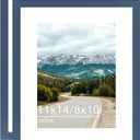 11x14 Picture Frame with 8x10 Mat Navy Blue, Display 8x10 with Mat or 11x14 Without Mat, Wood 11 by 14 Photo Frame, 11 x 14 Frame for Wall Hanging Display, Navy Blue, 2 Pack