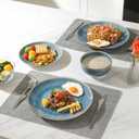 Sweejar Dinnerware Sets Service for 4, 12 pcs Porcelain Plates and Bowls for Kitchen, Housewaring Gift, Chip and Scratch Resistant Dish Set, Handmade Dishwasher and Microwave Safe Plate Set, Blue