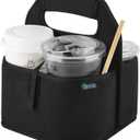 Beautyflier Reusable Insulated Coffee Cup Carrier, Portable Drink Holder with Handle Organizer Tote Bag for Hot & Cold Drinks