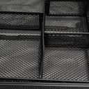 Marbrasse Expandable Desk Drawer Organizer, Mesh Drawer Organizer Tray with 10 Adjustable Compartments, Desk Organizers and Accessories, 5 Dividers Drawer for Office Supplies, Makeup & Vanity (Black)