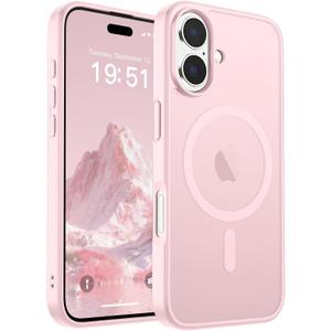 SUPFINE Magnetic for iPhone 17 Case (Compatible with MagSafe)(Military Grade Drop Protection) Translucent Matte Shockproof with Anti-Fingerprint Phone Cover,Light Pink