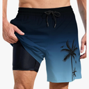 No Brand Men Swim Trunks with Compresssion Liner 7 Inch Inseam Board Shorts Bathing Suit with Zipper Pockets L