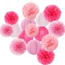 Light-Hot Pink Party-Decorations Paper-Flowers Lanterns - 18pcs Graduation Girl Birthday Decor Tissue Pom Poms Streamers, Bridal Baby Shower Wedding Bachelorette Valentine Hanging Supplies Hugfond