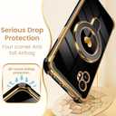 for Samsung Galaxy XCover7 Pro Love Heart Kickstand Case with 2X Screen Protector: Luxury Plated Gold Edge Slim Soft TPU Shockproof Protection Case Cover for Galaxy XCover7 Pro (Black)