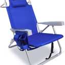 Yestomo Beach Chair with Backpack Straps, Heavy Duty Backpack Beach Chairs for Adults with 4 Positions, Lay Flat Beach Chair with Large Cooler Pouch, Support to 350LBS