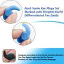 Reusable Ear Plugs for Swimming, 3 Pairs Soft Silicone Waterproof Swim Earplugs with Noise Cancelling for Bathing, Surfing and Other Watersports (Black Blue Orange for Teens & Adults)