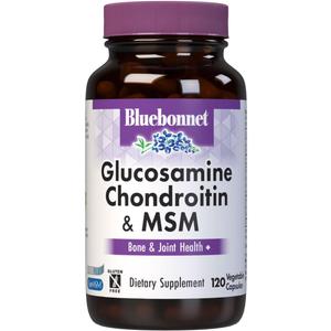 Bluebonnet Nutrition Glucosamine Chondroitin & MSM, Glucosamine, Bone & Joint Health*, Non-GMO, Gluten-Free, Soy-Free, Dairy-Free, 120 Vegetable Capsules, 40 Servings (EXP 07/2027)