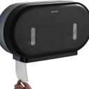 Commercial Twin Jumbo Toilet Tissue Dispenser, 9 Double Toilet Paper Roll Holder Wall Mount, Industrial Tissue Dispenser with Key Lock, Tissue Holder with Dual Dispenser for Bathroom,Office, School, Black